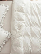White Ruffled Cotton Duvet Cover with Contrast Trim