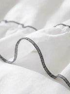 White Ruffled Cotton Duvet Cover with Contrast Trim