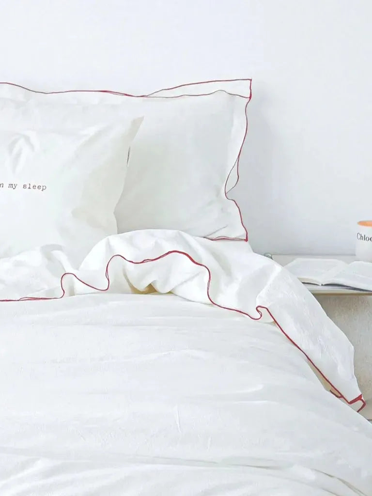 White Ruffled Trim Cotton Duvet Cover