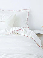 White Ruffled Trim Cotton Duvet Cover