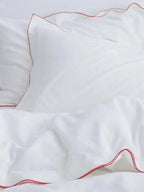 White Ruffled Trim Cotton Duvet Cover