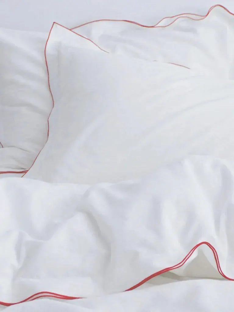 White Ruffled Trim Cotton Duvet Cover