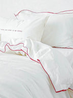 White Ruffled Trim Cotton Duvet Cover