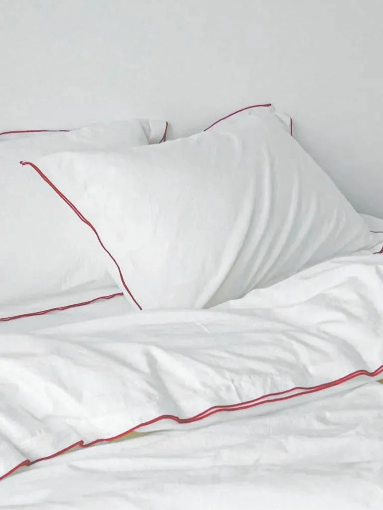White Ruffled Trim Cotton Duvet Cover