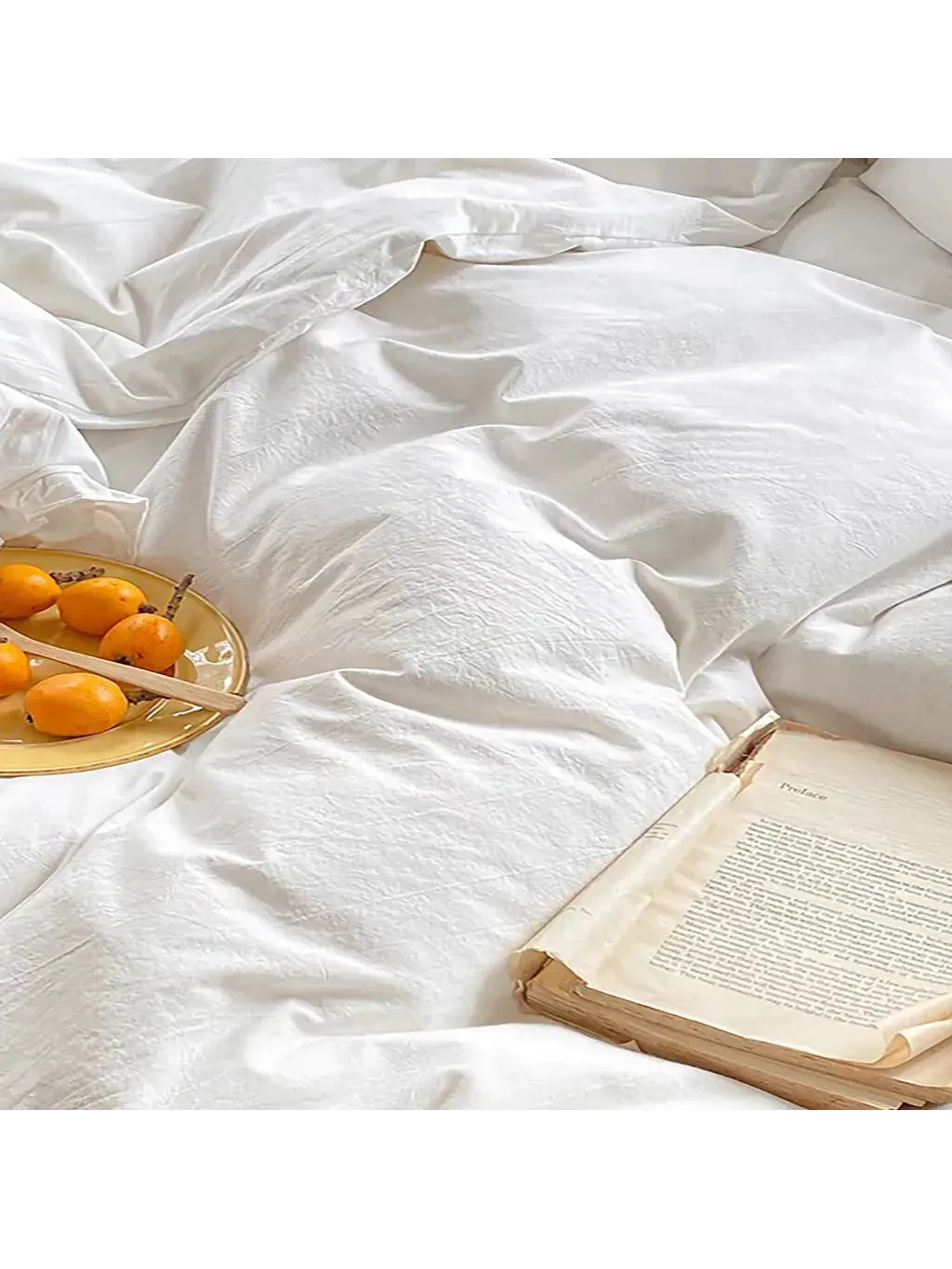 White Ruffled Washed Cotton Duvet Cover