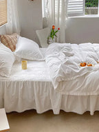White Ruffled Washed Cotton Duvet Cover