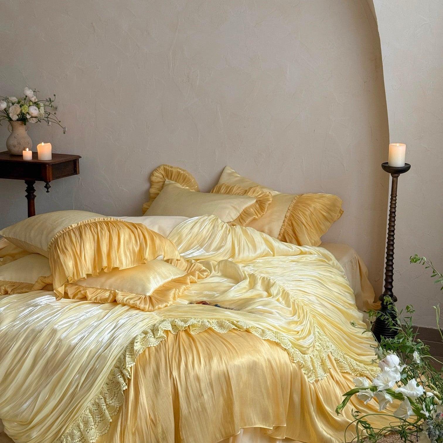 French Ruffle Lace Cotton Sateen Bedding