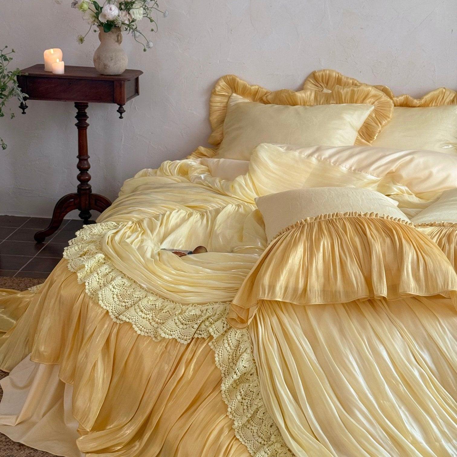 French Ruffle Lace Cotton Sateen Bedding
