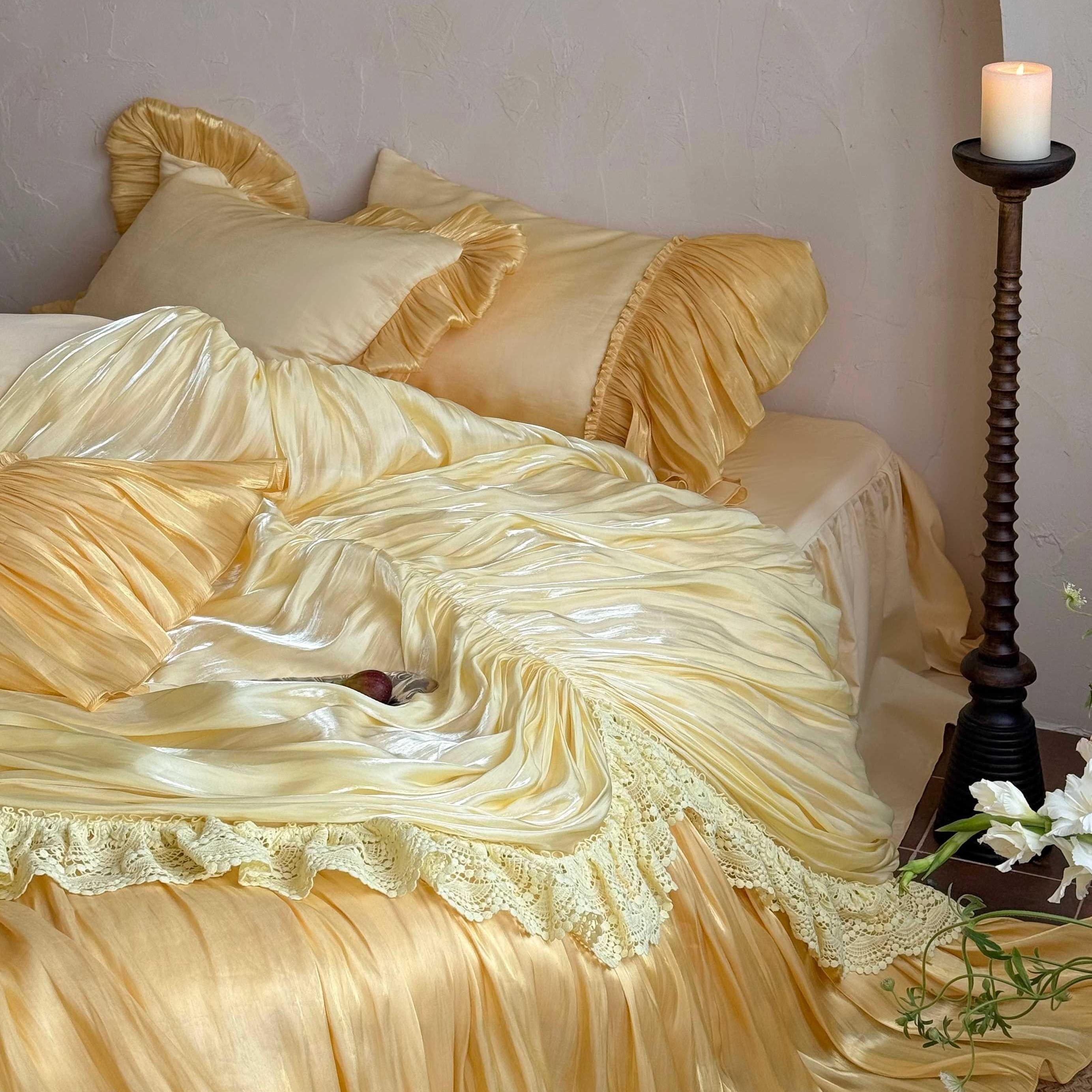French Ruffle Lace Cotton Sateen Bedding