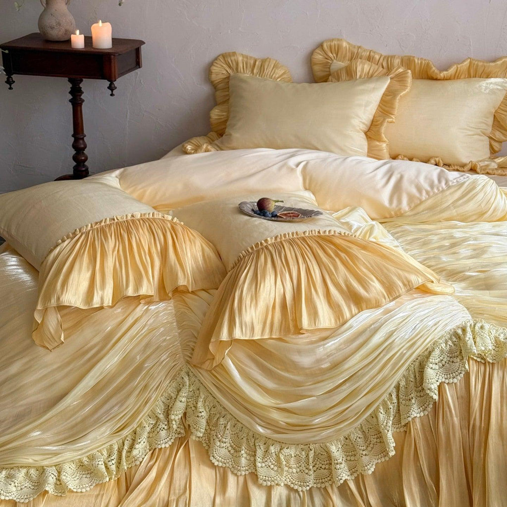 French Ruffle Lace Cotton Sateen Bedding