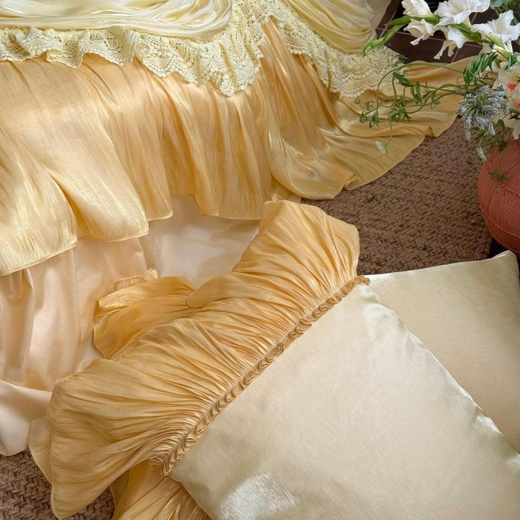 French Ruffle Lace Cotton Sateen Bedding