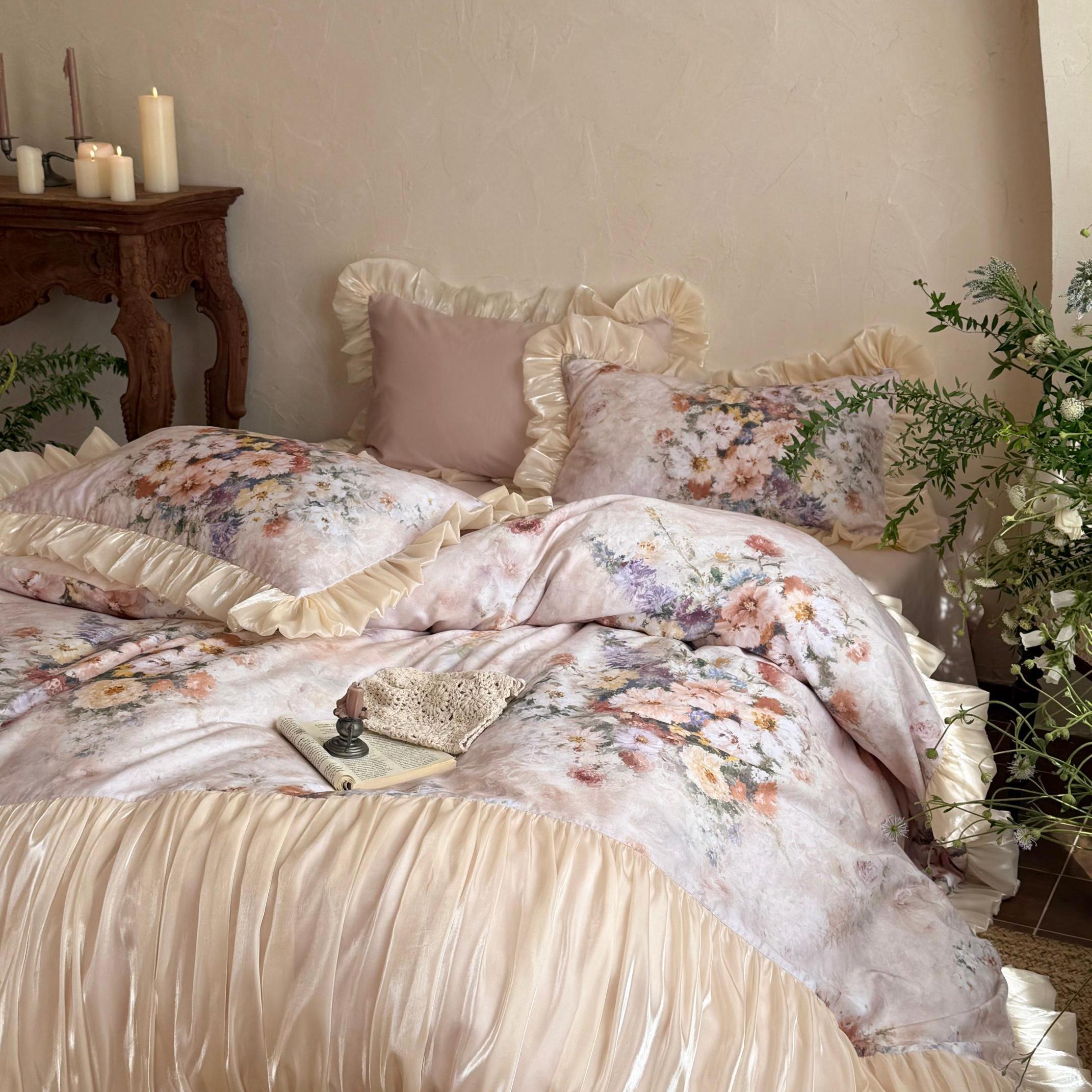 Vintage Bloom Ruched Floral Bedding Set