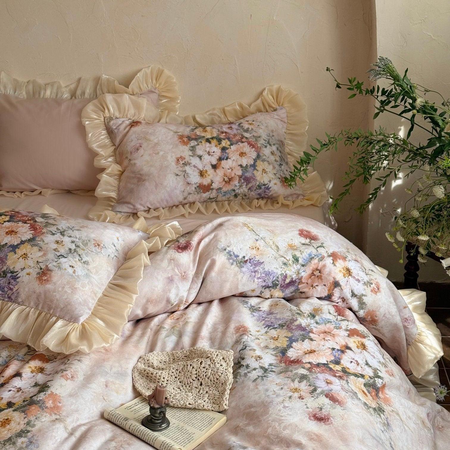 Vintage Bloom Ruched Floral Bedding Set