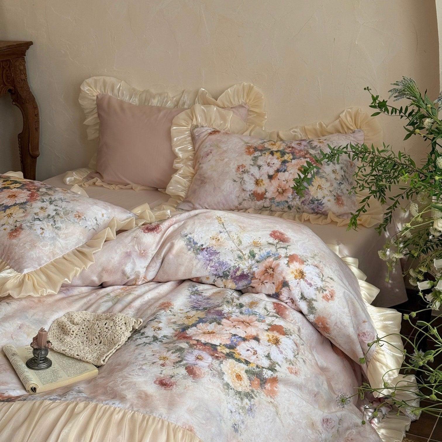 Vintage Bloom Ruched Floral Bedding Set