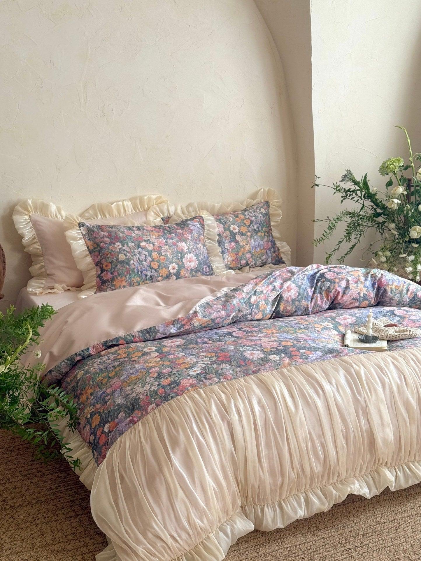 Vintage Oil Garden Ruched Bedding Set