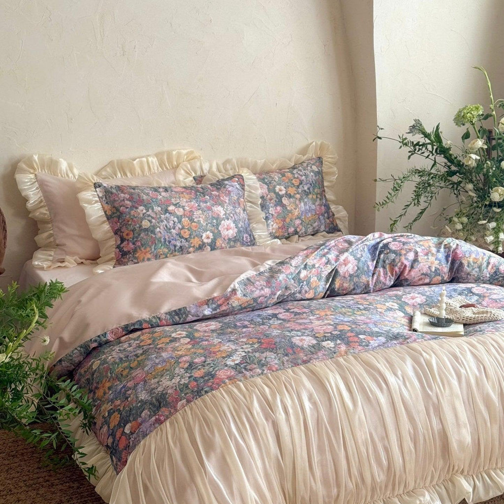 Vintage Oil Garden Ruched Bedding Set