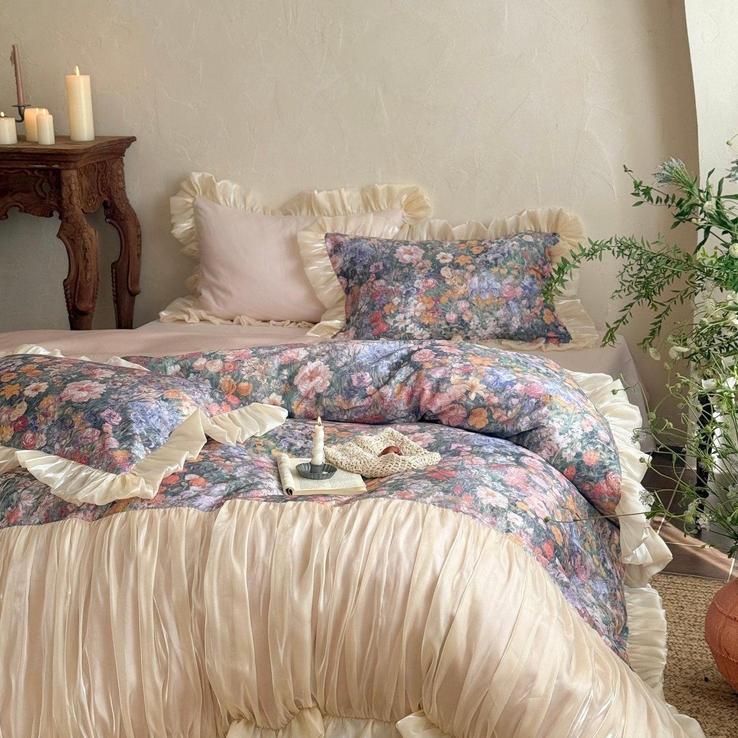 Vintage Oil Garden Ruched Bedding Set