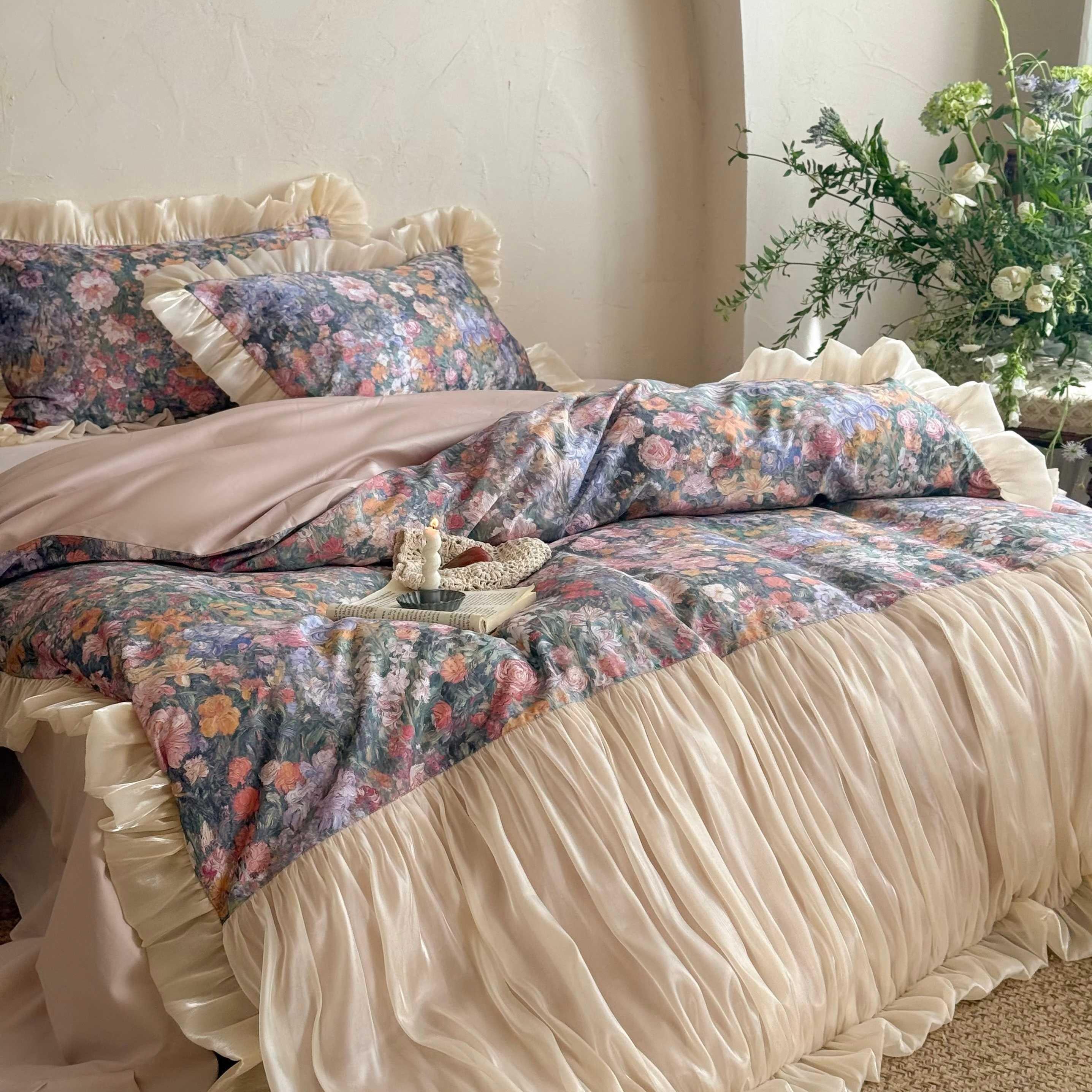 Vintage Oil Garden Ruched Bedding Set