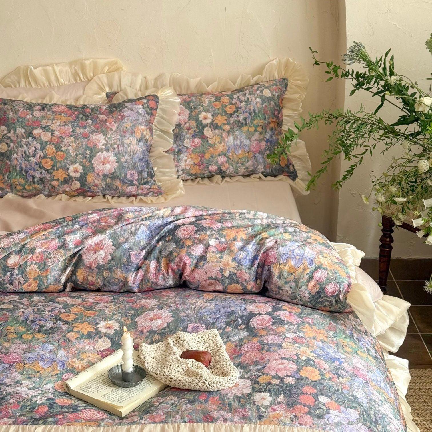 Vintage Oil Garden Ruched Bedding Set