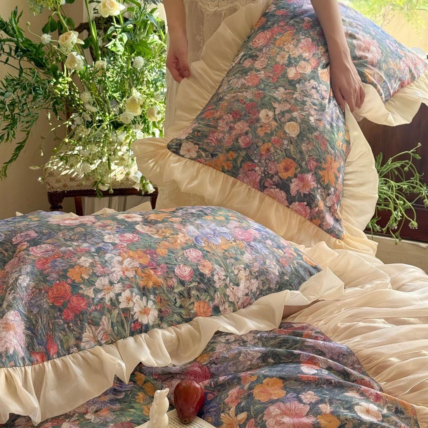 Vintage Oil Garden Ruched Bedding Set