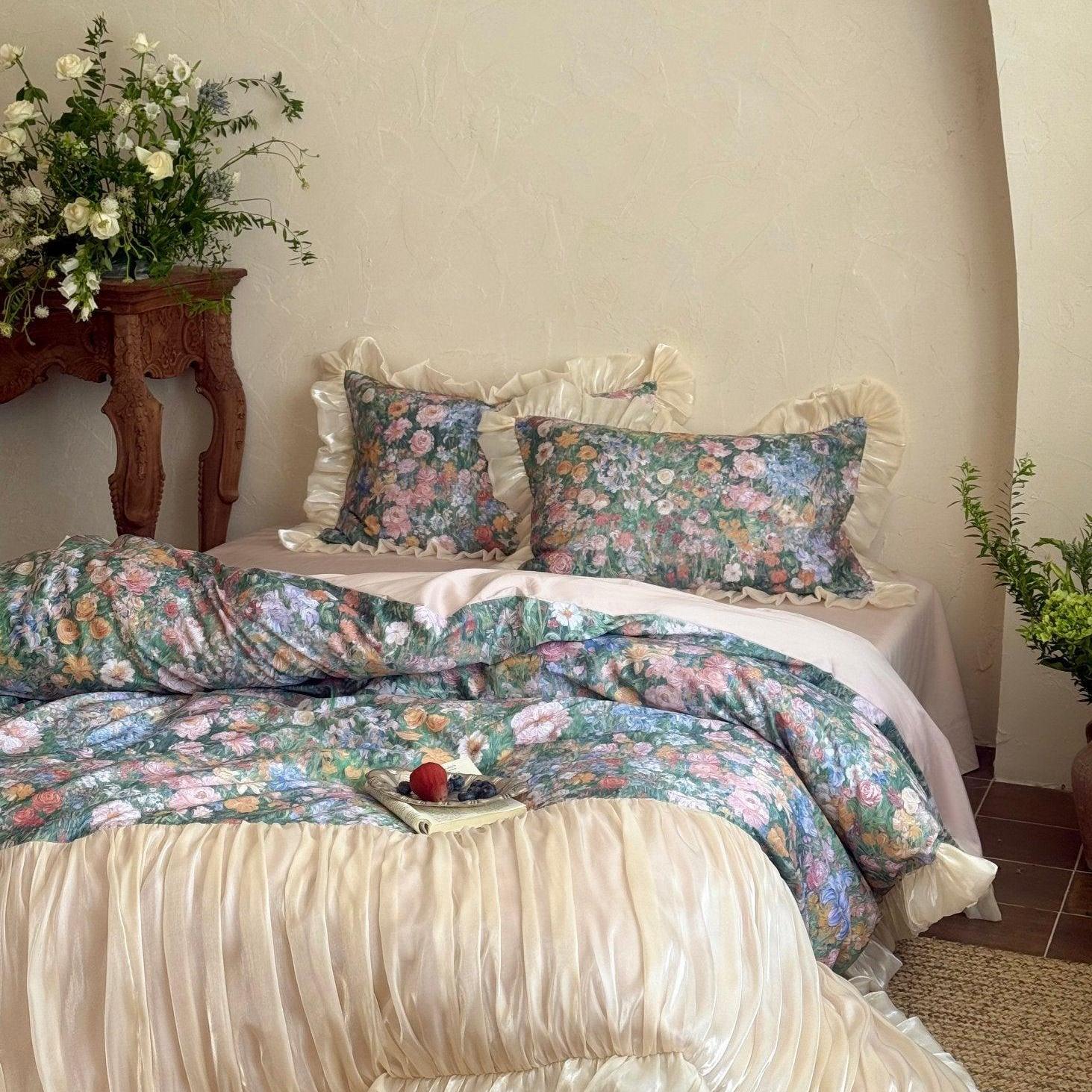 Vintage Oil Garden Ruched Bedding Set
