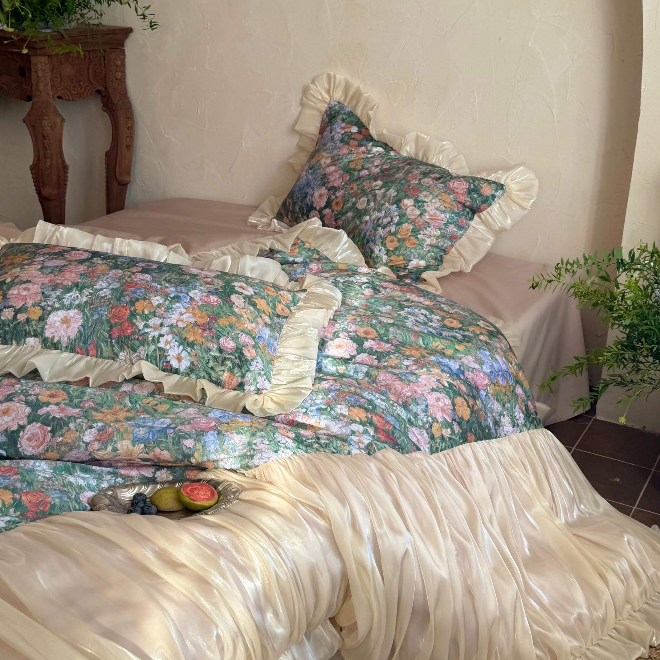 Vintage Oil Garden Ruched Bedding Set