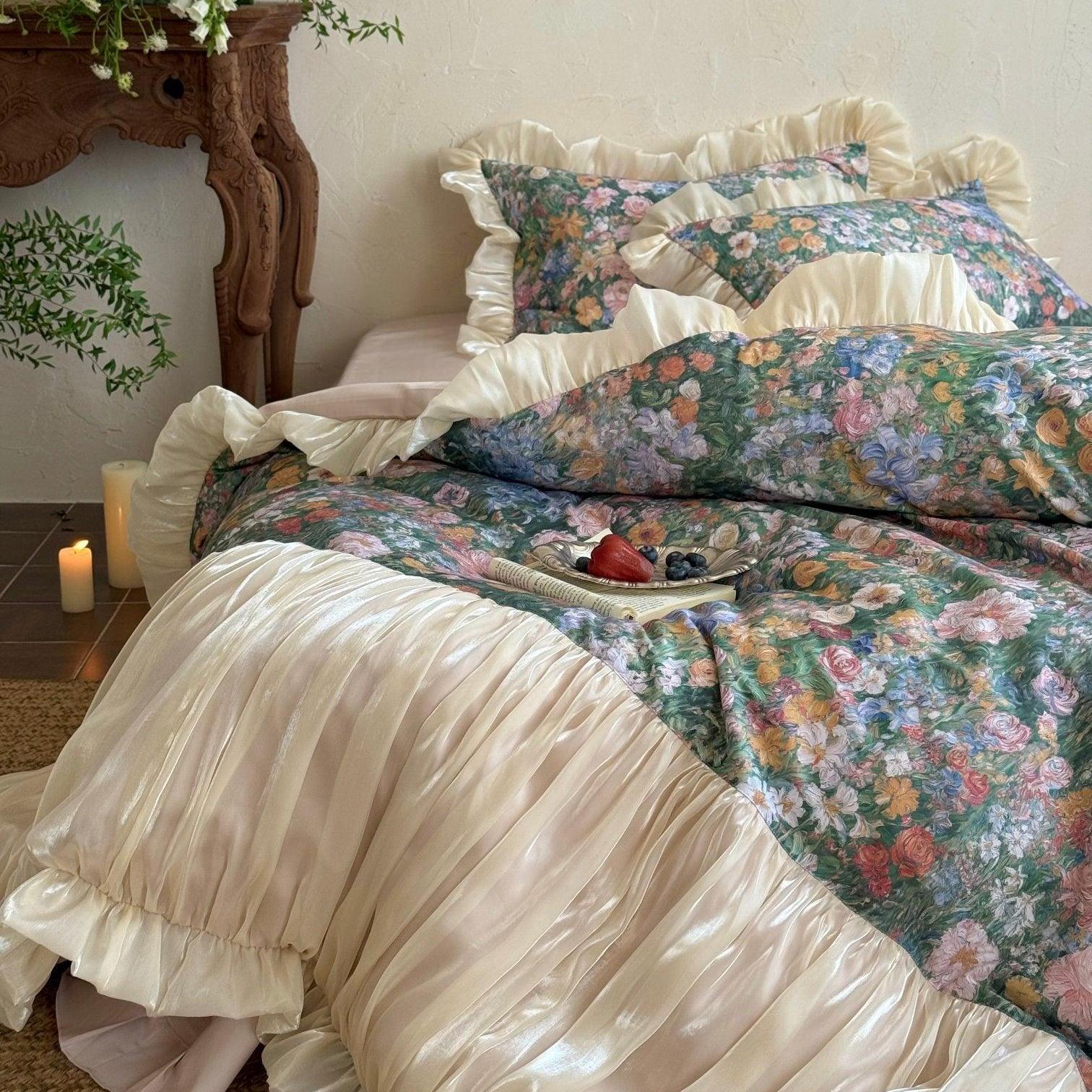 Vintage Oil Garden Ruched Bedding Set