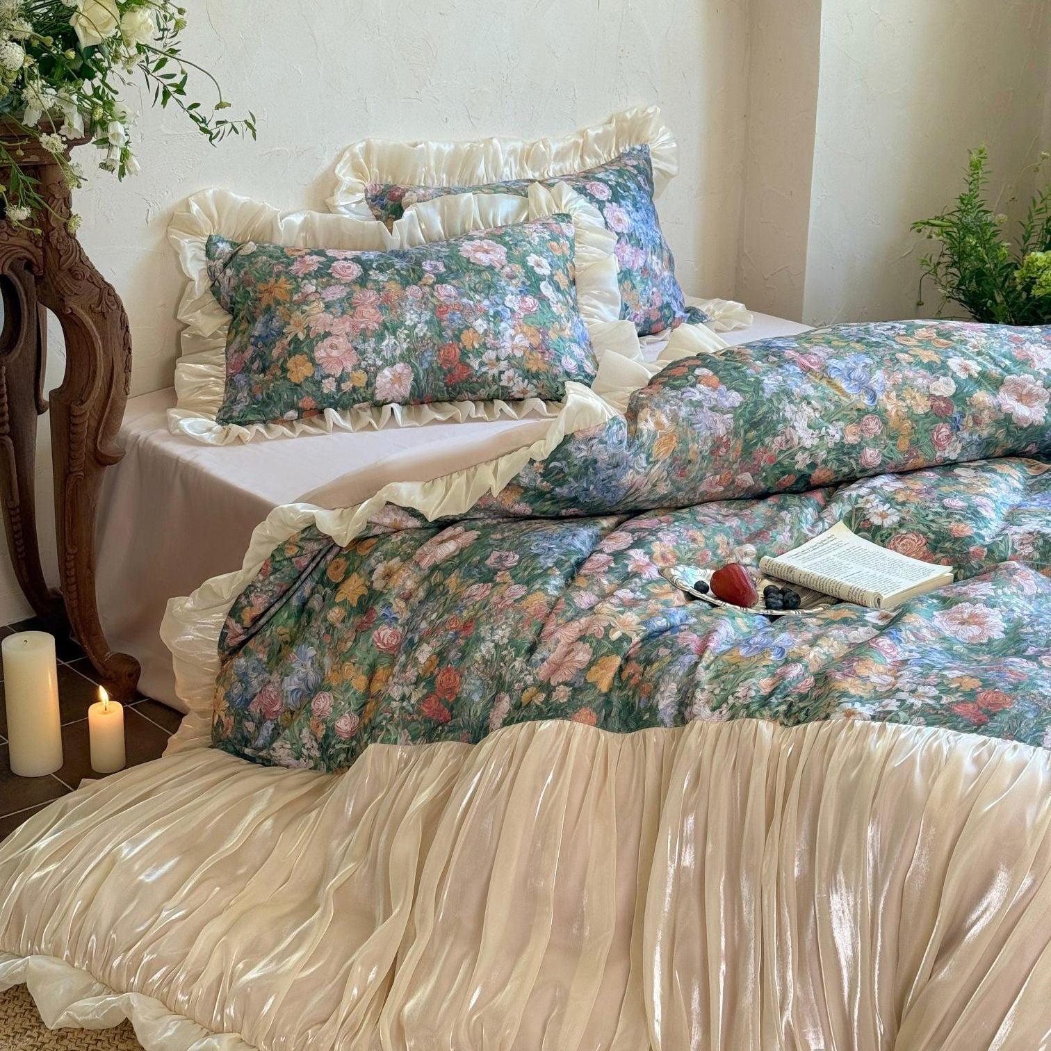 Vintage Oil Garden Ruched Bedding Set