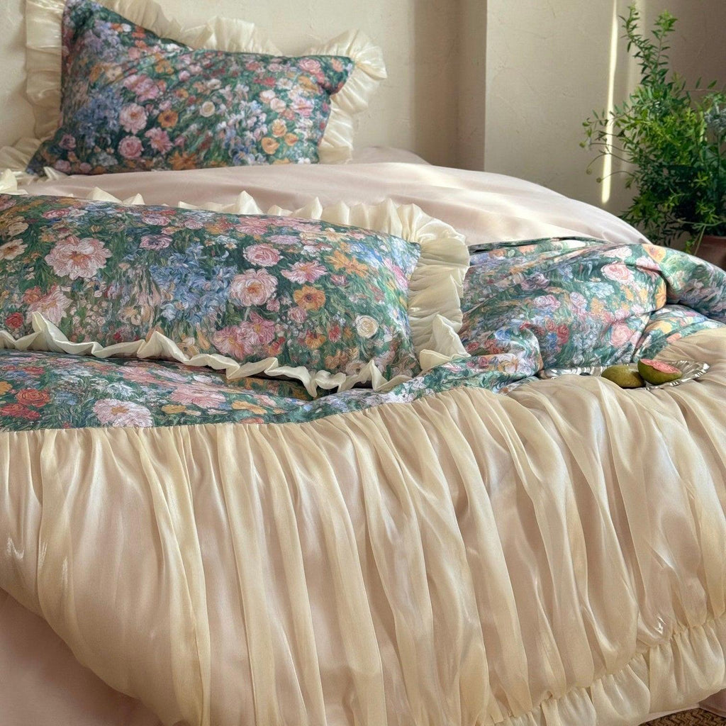 Vintage Oil Garden Ruched Bedding Set