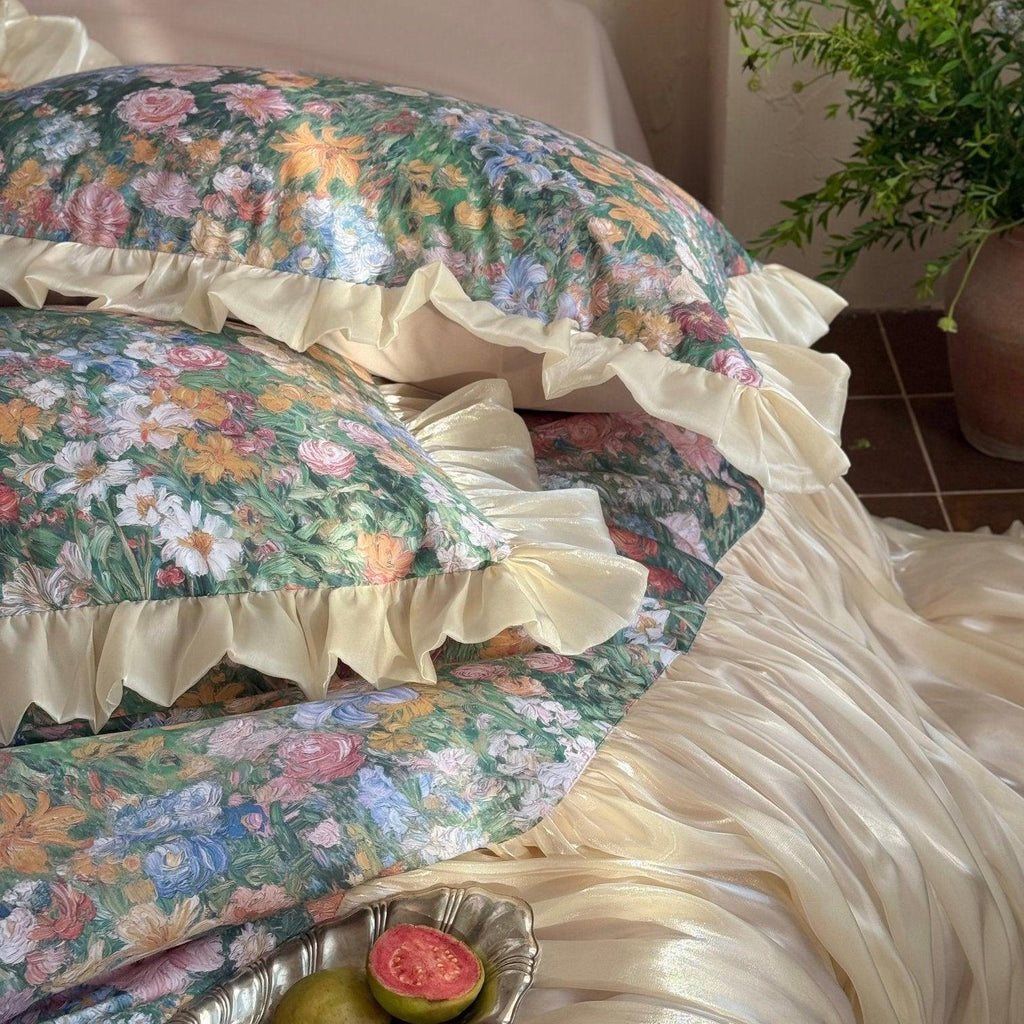 Vintage Oil Garden Ruched Bedding Set