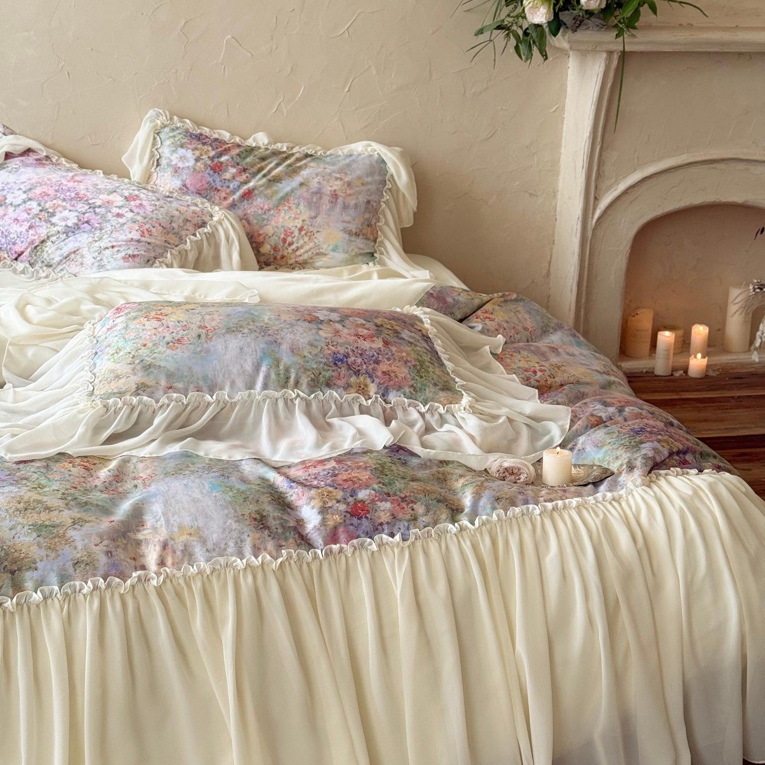 Oil Garden Veil Ruffle Bedding Set