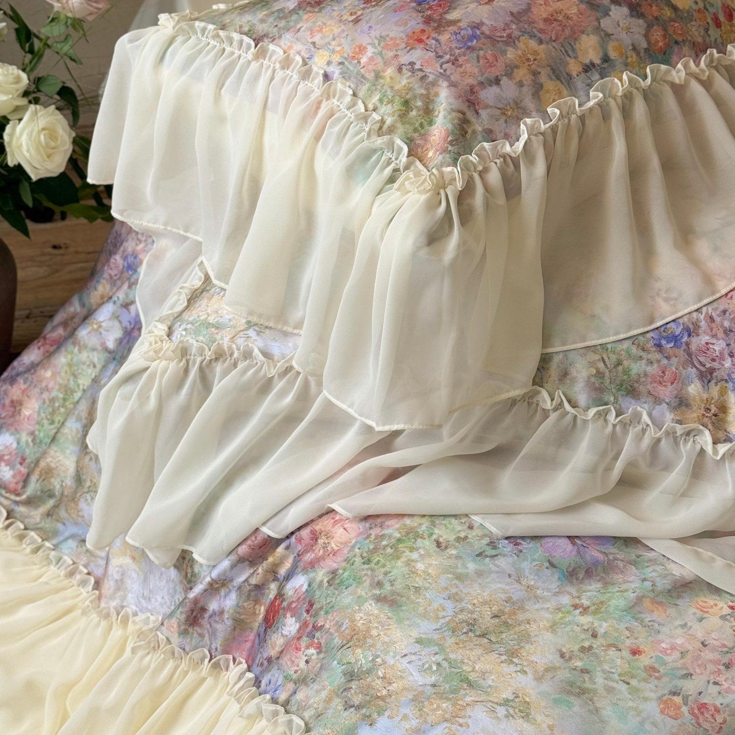 Oil Garden Veil Ruffle Bedding Set