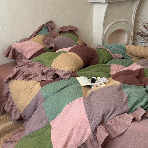 Autumn Patchwork Gauze Ruffle Bedding Set