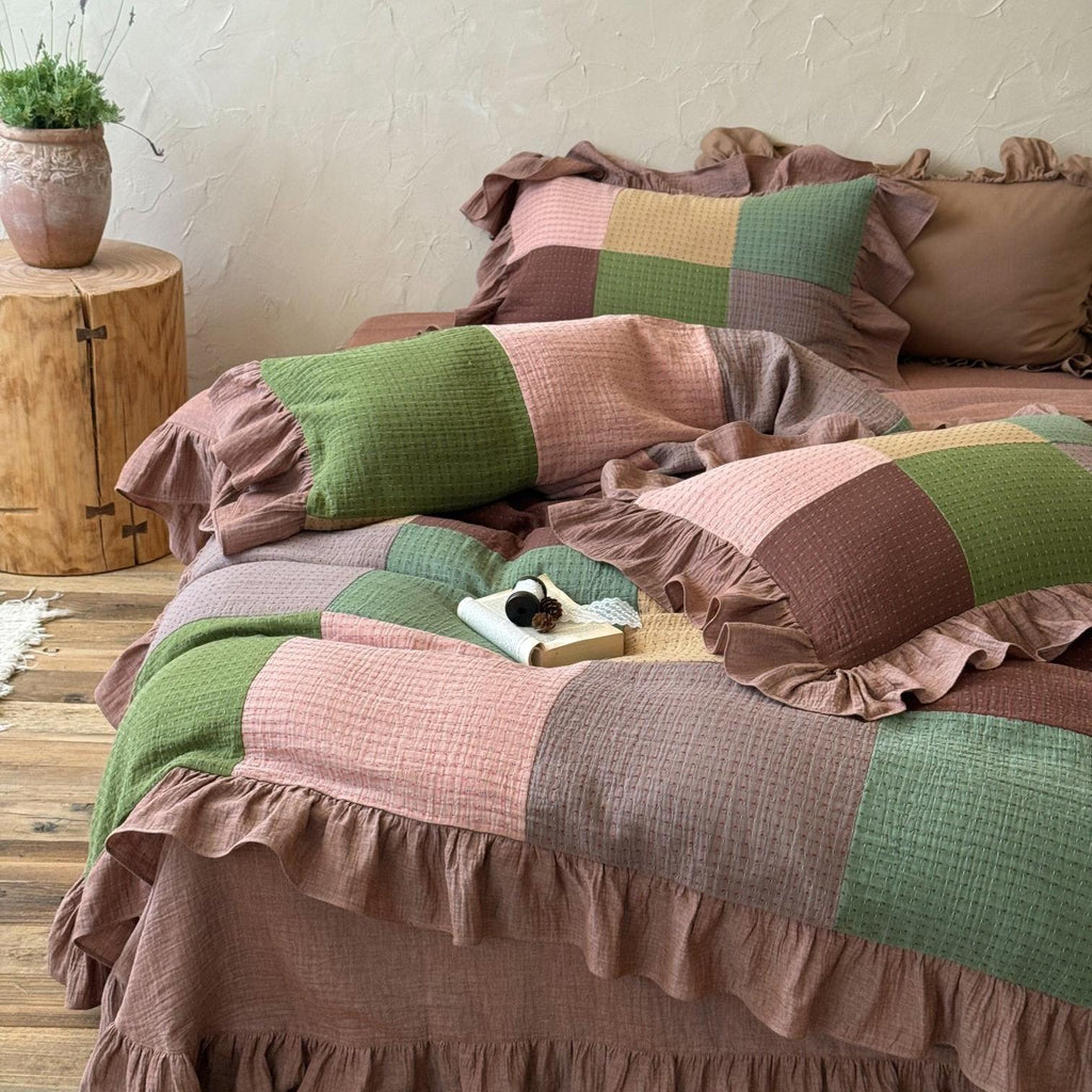 Autumn Patchwork Gauze Ruffle Bedding Set
