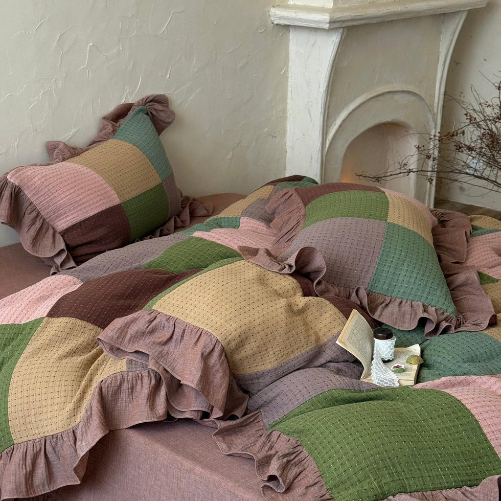 Autumn Patchwork Gauze Ruffle Bedding Set