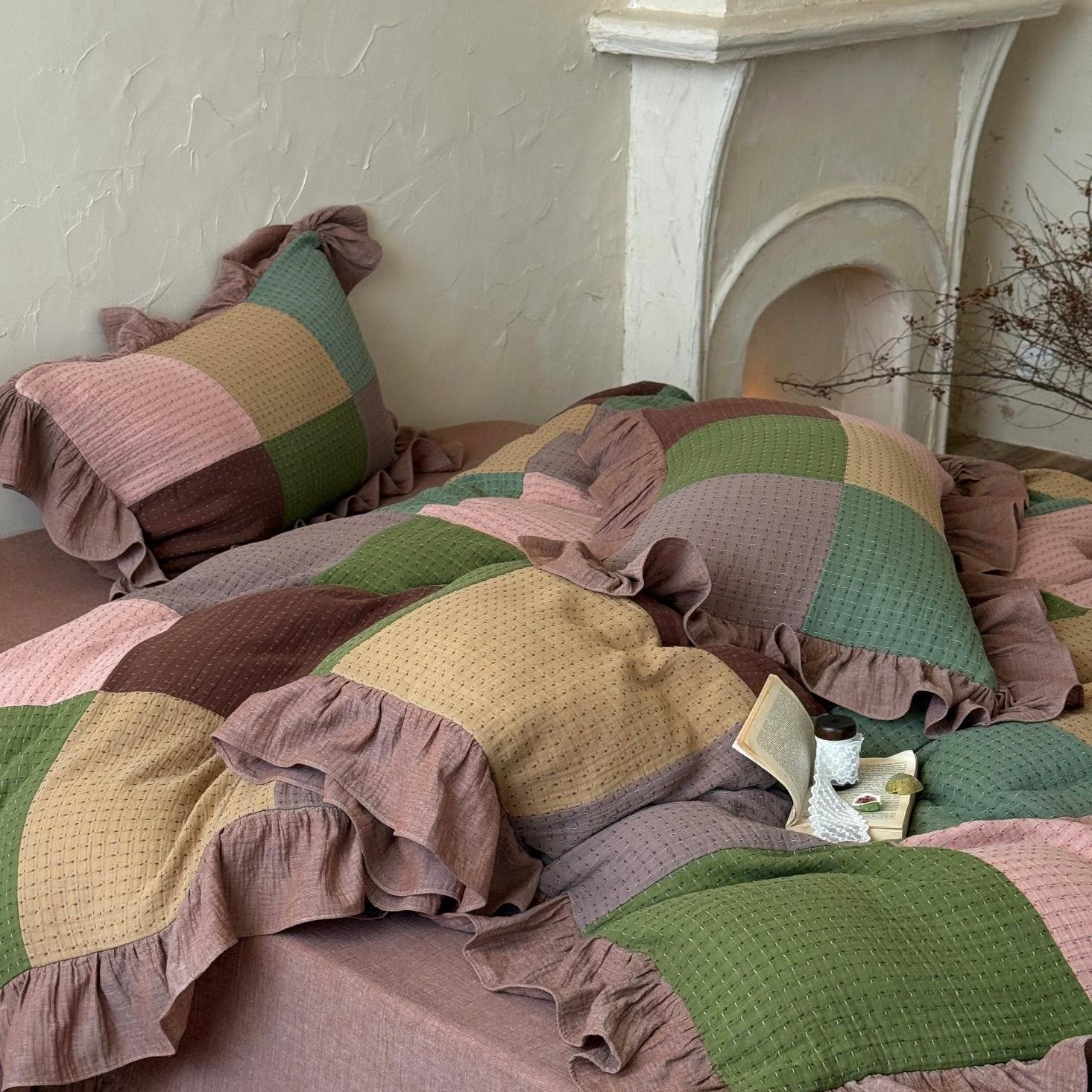 Autumn Patchwork Gauze Ruffle Bedding Set