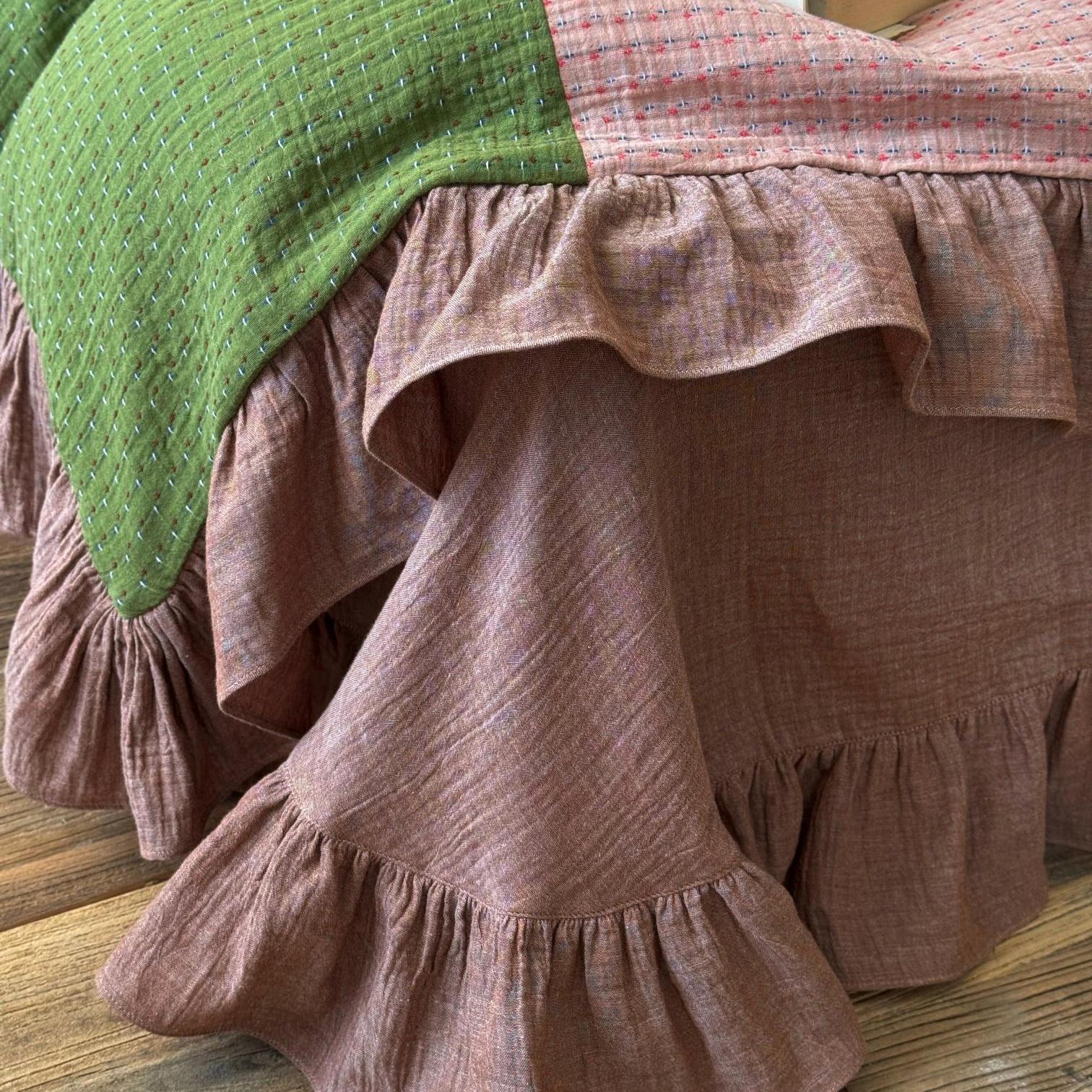 Autumn Patchwork Gauze Ruffle Bedding Set