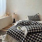 Classic Gingham Lace Ruffle Bedding Set