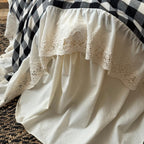 Classic Gingham Lace Ruffle Bedding Set