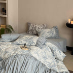 Quiet Manor Toile Ruched Bedding Set