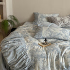 Quiet Manor Toile Ruched Bedding Set