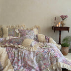 Rosewater Bloom Ruched Tencel Ruffle Bedding Set
