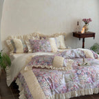 Rosewater Bloom Ruched Tencel Ruffle Bedding Set