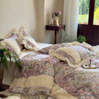 Rosewater Bloom Ruched Tencel Ruffle Bedding Set