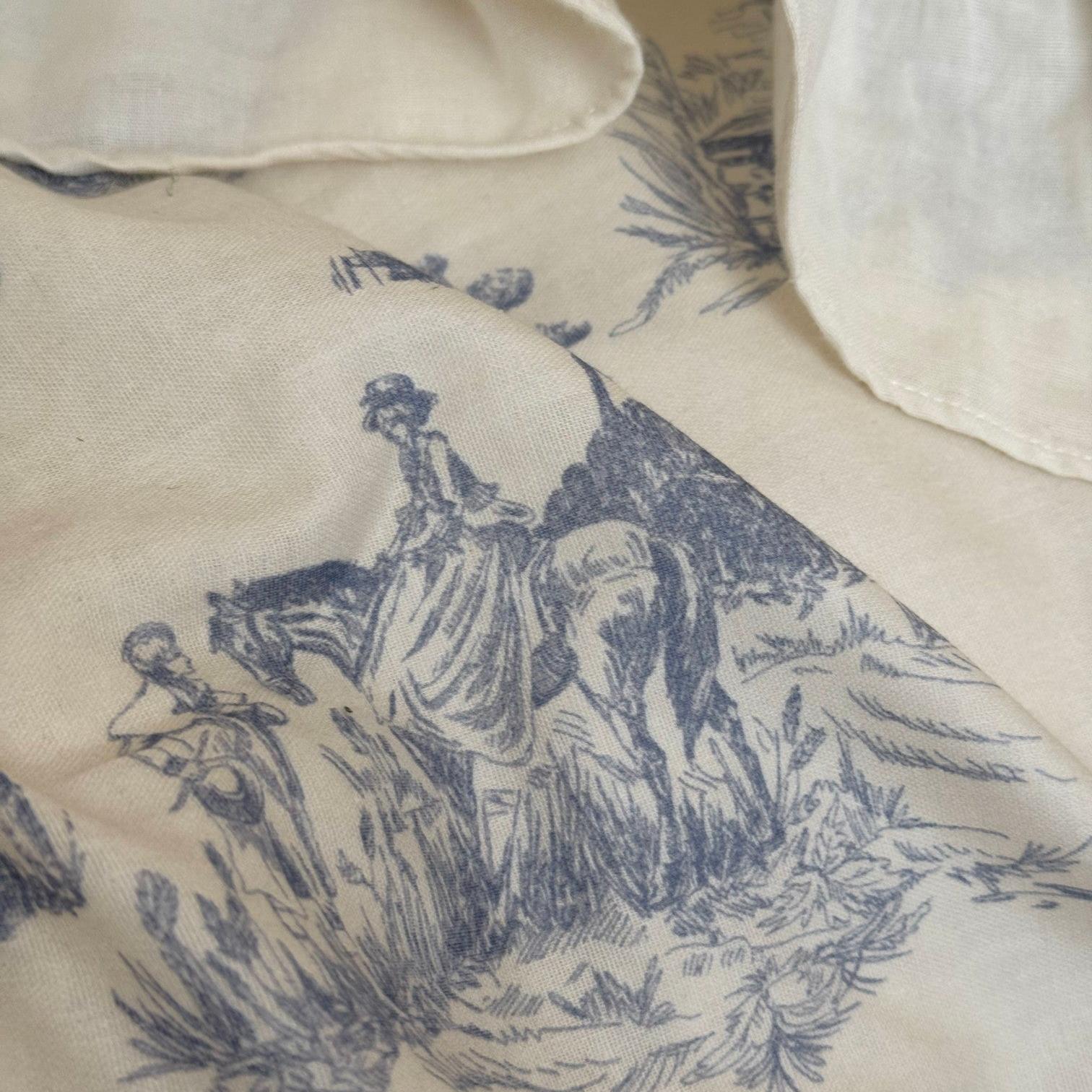 Willowbrook Toile Muslin Gauze Ruffle Bedding Set - Blue