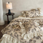 Willowbrook Toile Muslin Gauze Ruffle Bedding Set - Beige