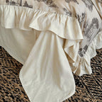 Willowbrook Toile Muslin Gauze Ruffle Bedding Set - Beige