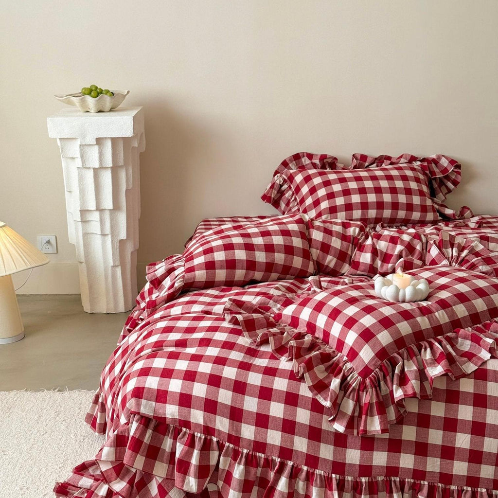 Sweet Gingham Ruffle Bedding
