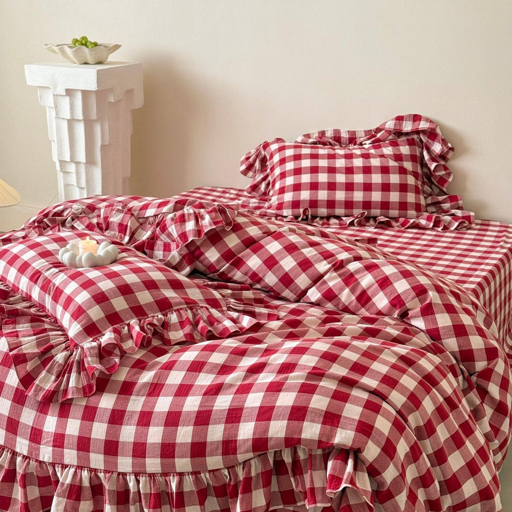 Sweet Gingham Ruffle Bedding