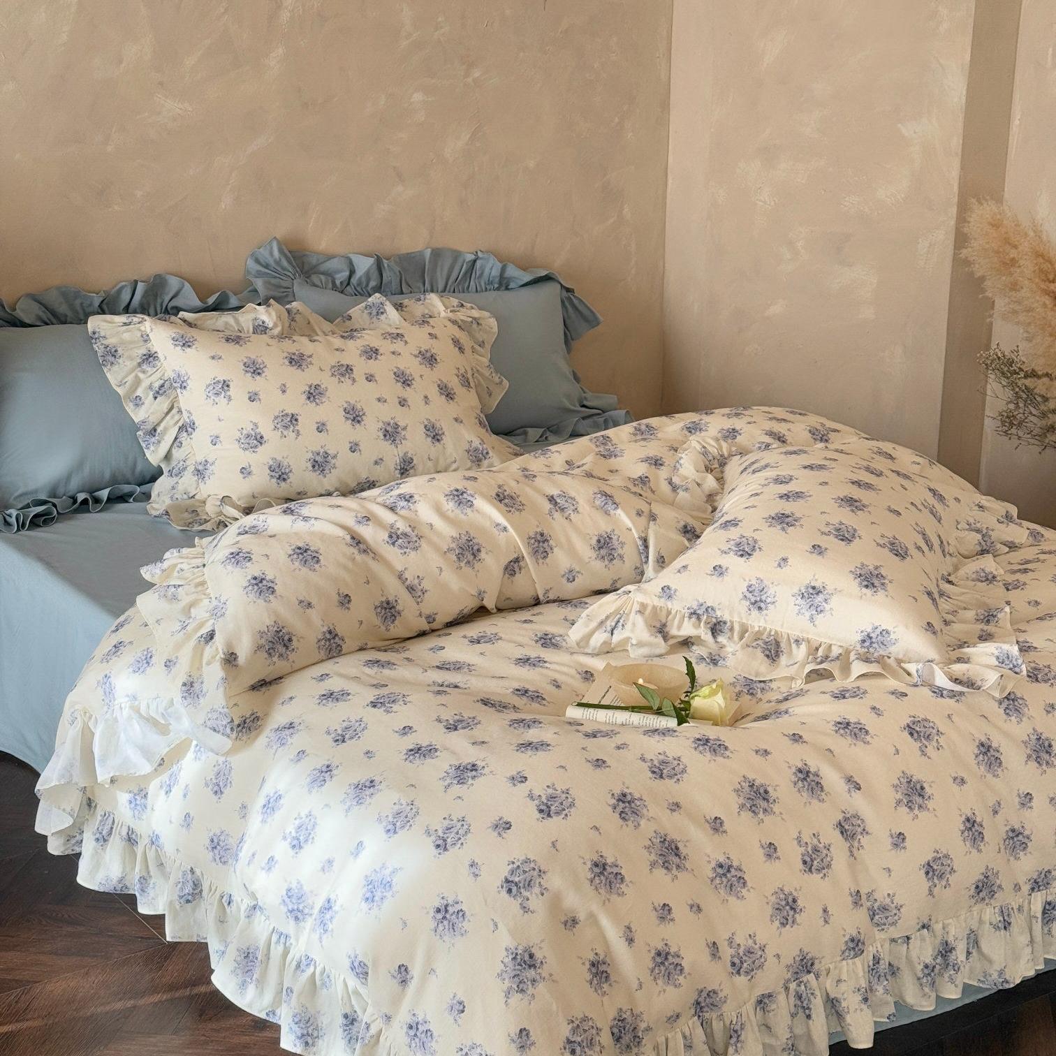 Bluebell Whisper Ruffle Muslin Gauze Bedding Set